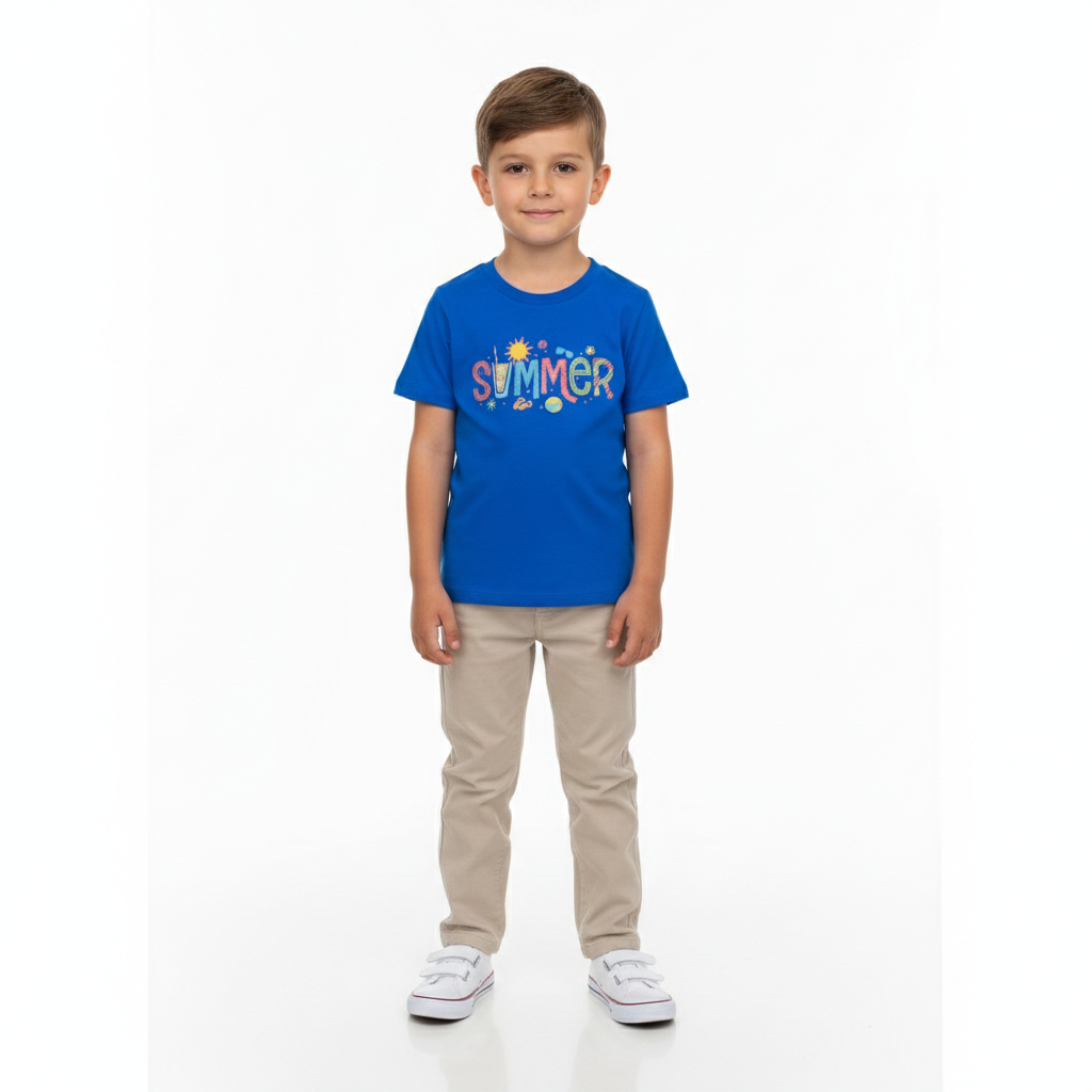 Summer Blue T-Shirt with Grey Jeans